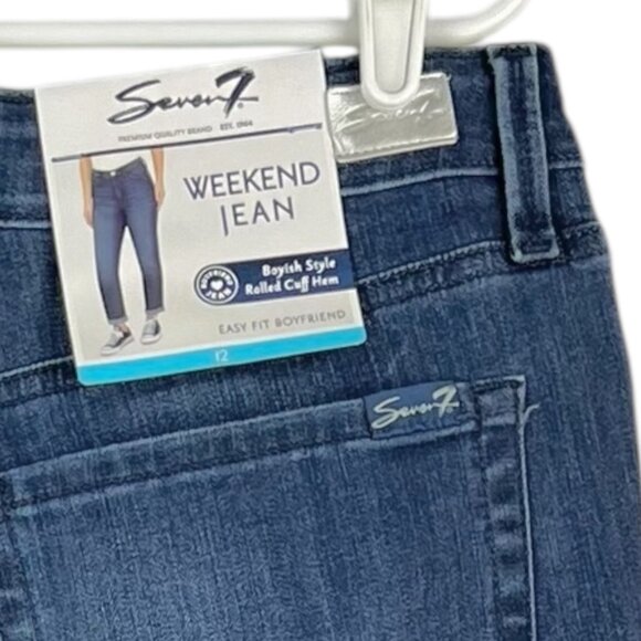 NWT Seven7 Women's Blue Weekend Easy Fit Boyfriend Jeans Size 12 Rolled Cuff - Picture 5 of 15